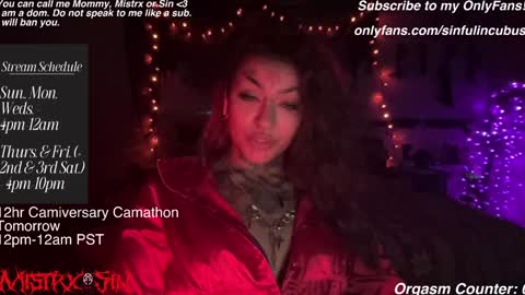 Snapshot of sinfulincubus chatting on January 2025 05:40:02 AM Mistrx Sin online show from January 2025 05:40:02 AM